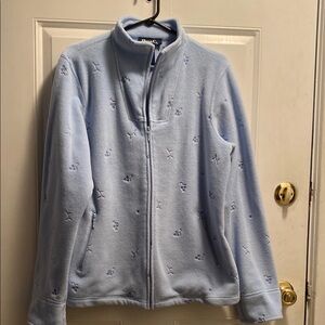 Light Blue Fleece Jacket with Embroidery